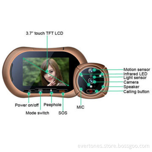 WiFi exitec digital door viewer with 3.7inch TFT display and doorbell button